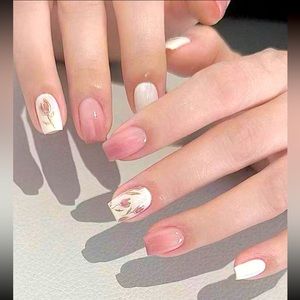 💐3/$12 Spring Floral Pink Square Press On Nails